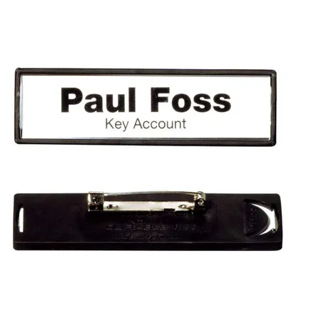 Durable 813301 Namensschild Clip Card mit Nadel, 17 x 67 mm, schwarz