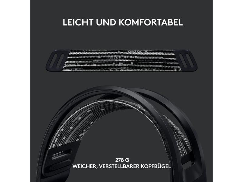 Logitech Headset G733 Lightspeed Schwarz Wireless-Gaming-Headset mit DTS 7.1 Surround-Sound und RGB Beleuchtung