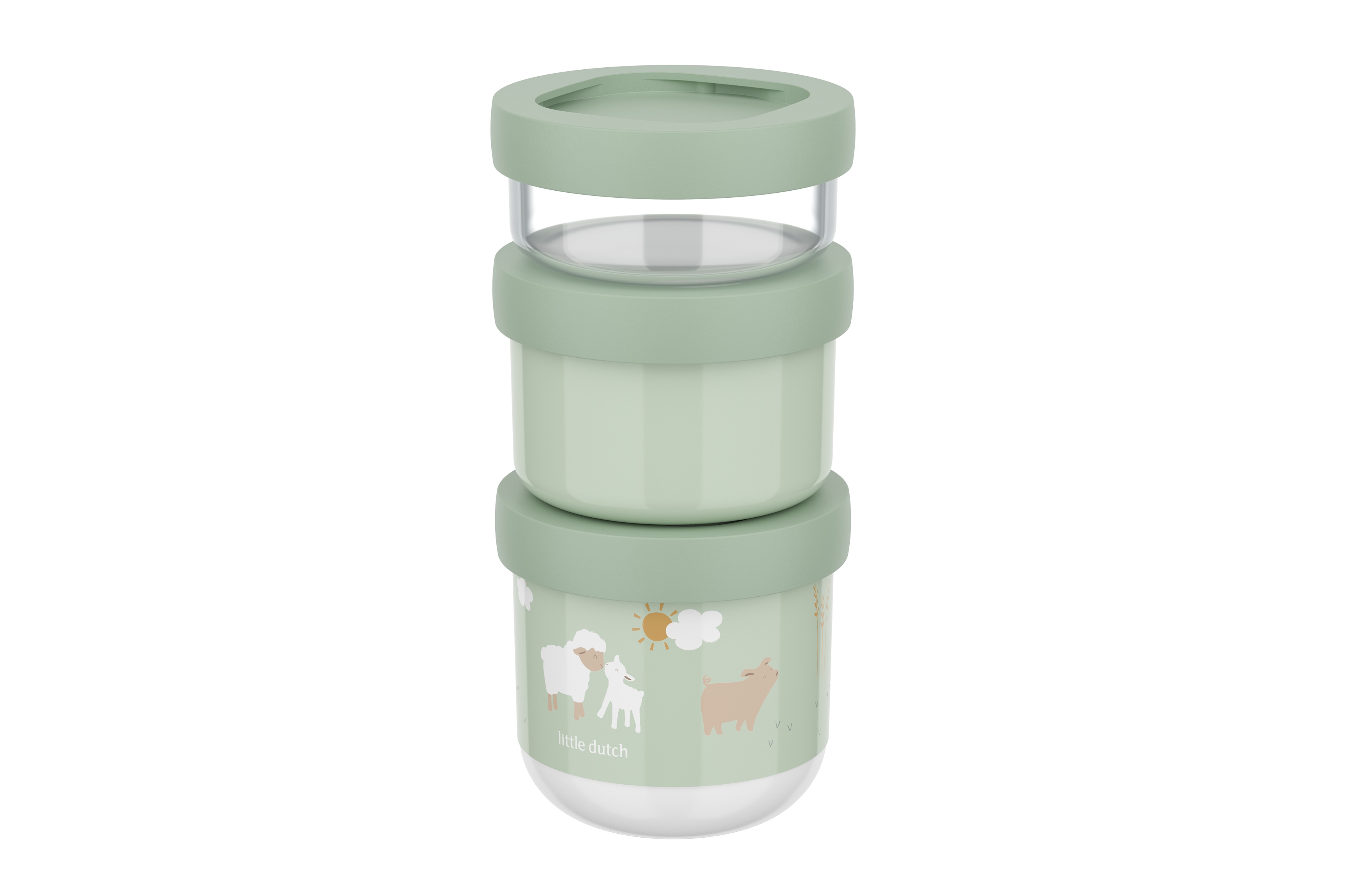 Mepal Mio 550 ml 3-delige stack snackbox - Little Farm