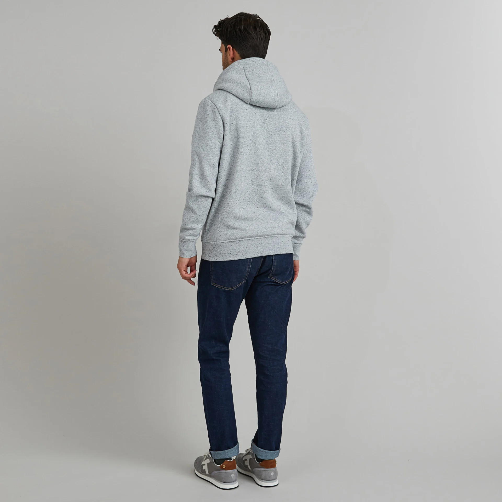 Sweat à capuche gris chiné coton et polyester recyclé - modèle Dirac