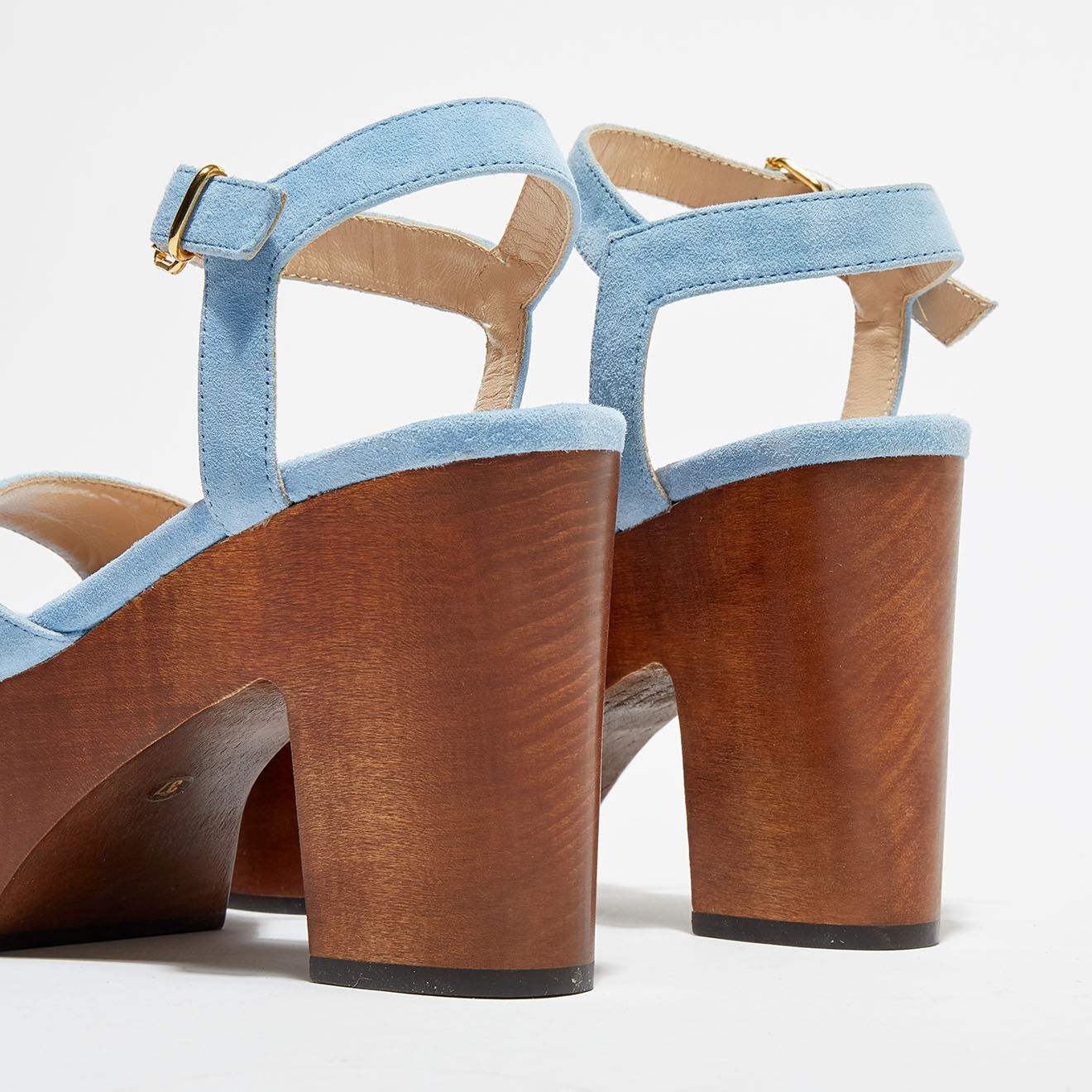 Carel Sandales en Velours de Cuir bleu ciel - Talon 6.5. cm