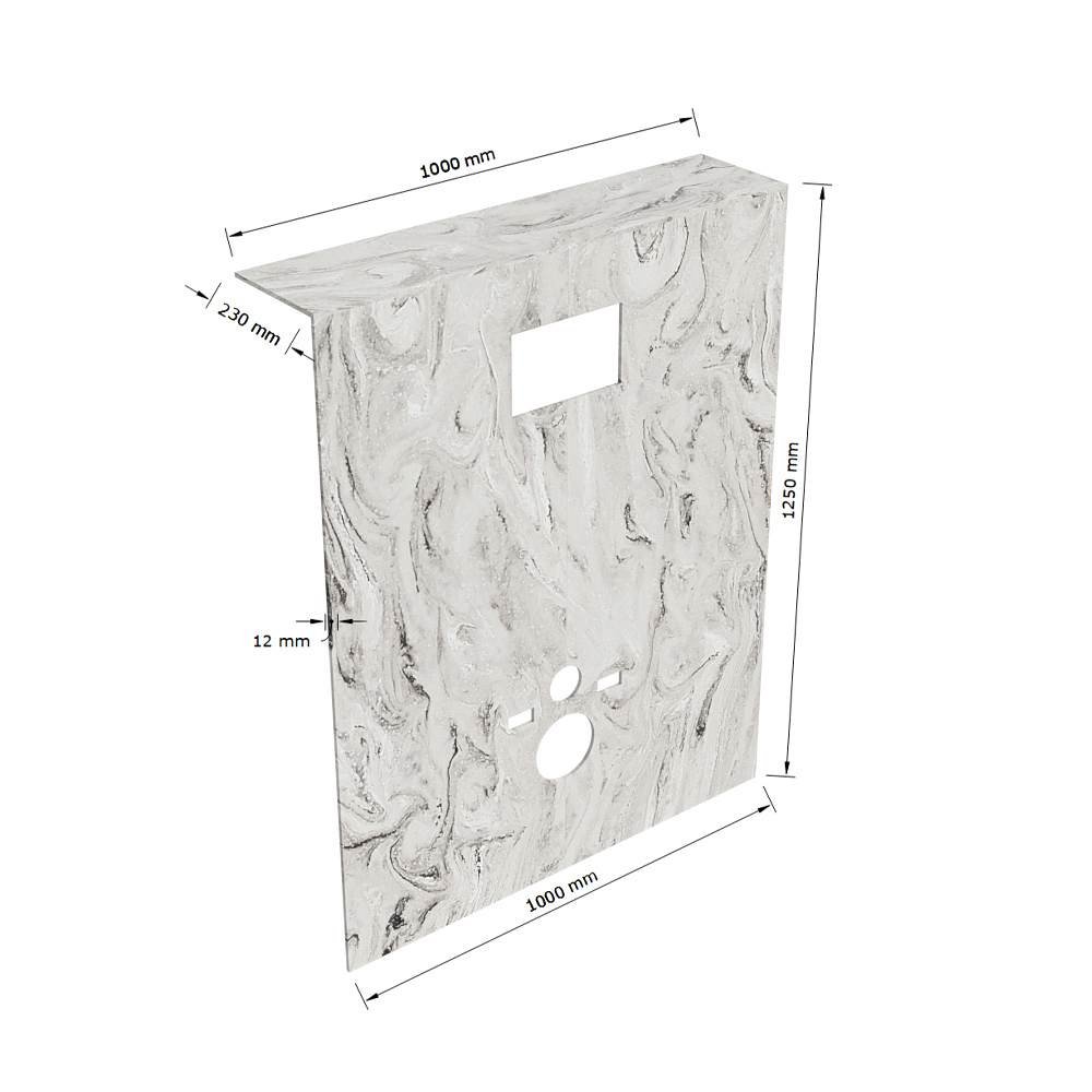 Mondiaz Hope toiletplaat solid surface 100x125cm glace voorgeboord
