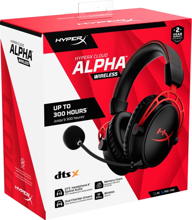 HyperX Cloud Alpha trådløse gaming headset (rød/sort)