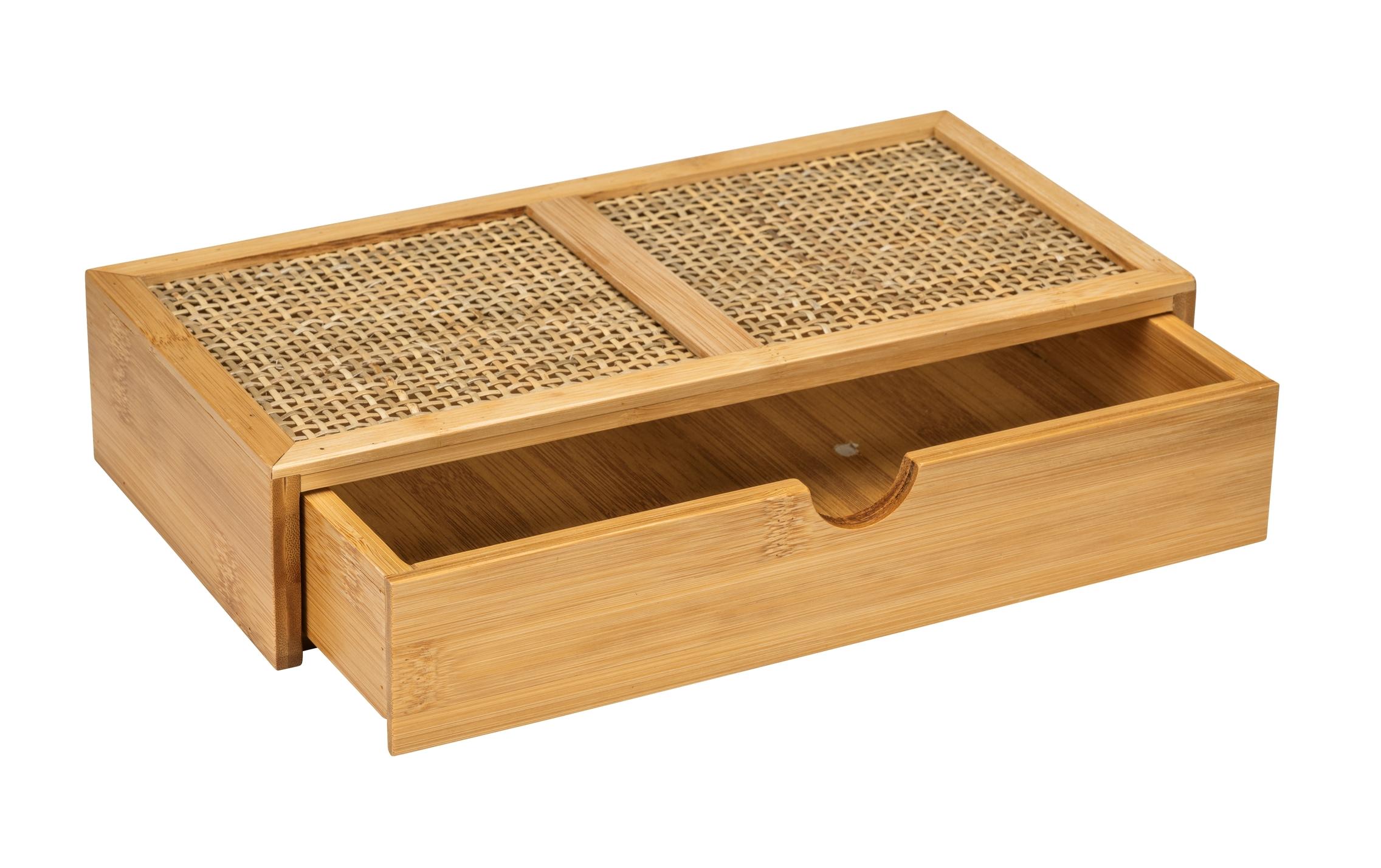 Aufbewahrungsbox Allegre mit Schublade, HellbraunBadablage aus Bambus und Rattan