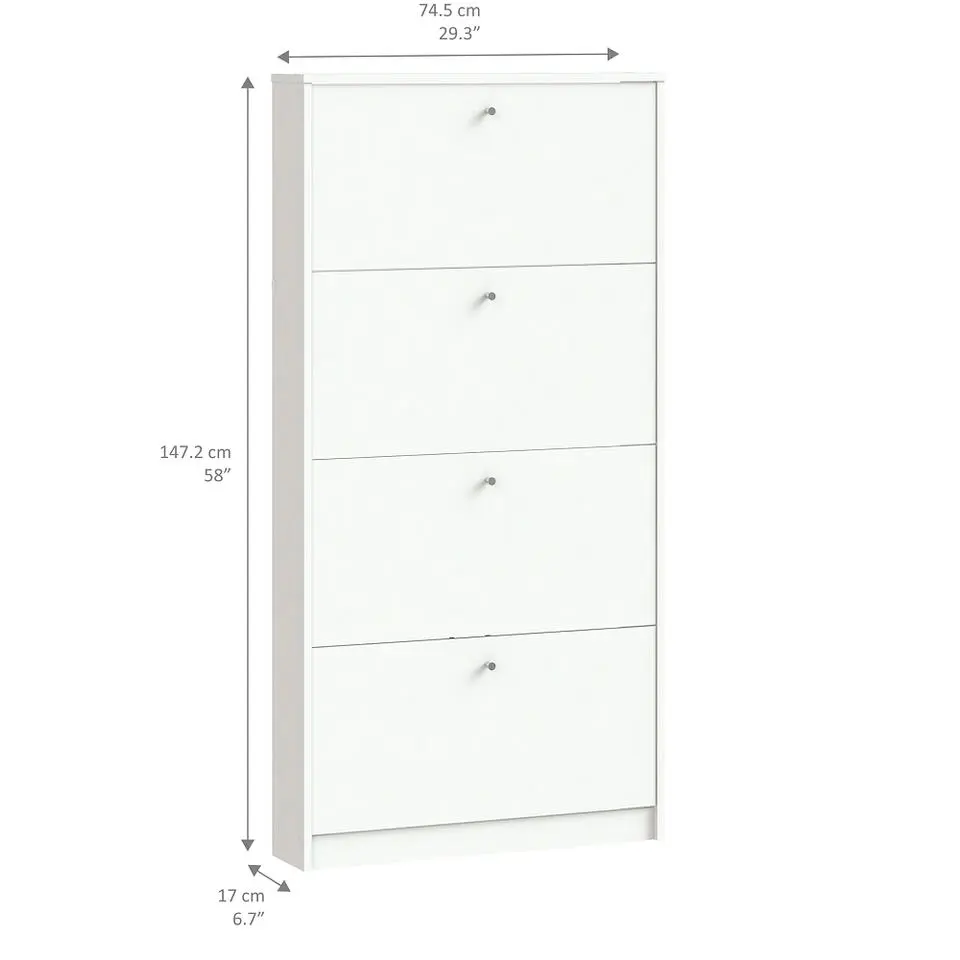 Hioshop Schoenenkast wit mat 75x148x17 cm Escape