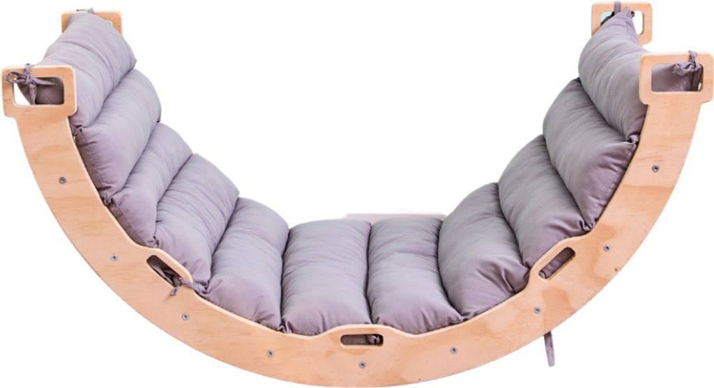 Buxibo Kletterbrücke/Kletterbogen aus Holz inklusive Kissen – Montessori-Klettergerüst – Naturholz – Kinderspielzeug – 97 x 47 x 52 cm