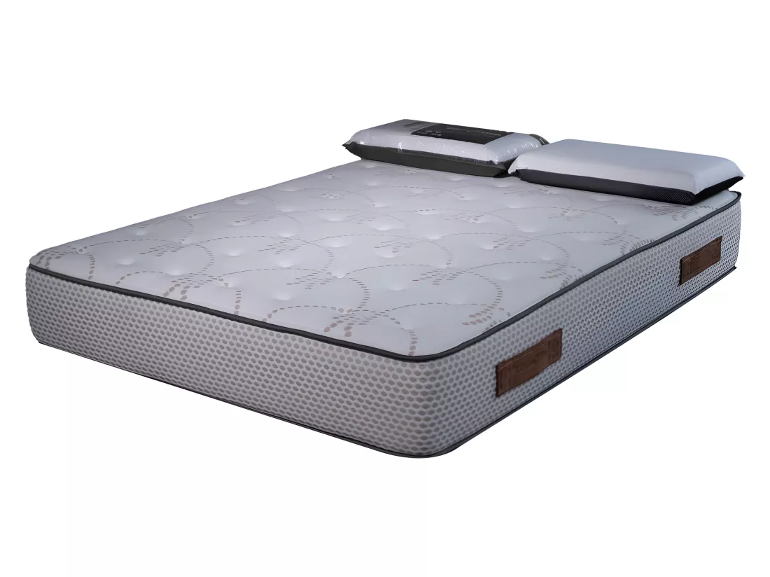Matelas mousse Cosmos White - 140x190cm et 2 Oreillers 70x40cm - accueil mémoire de forme - 28 cm