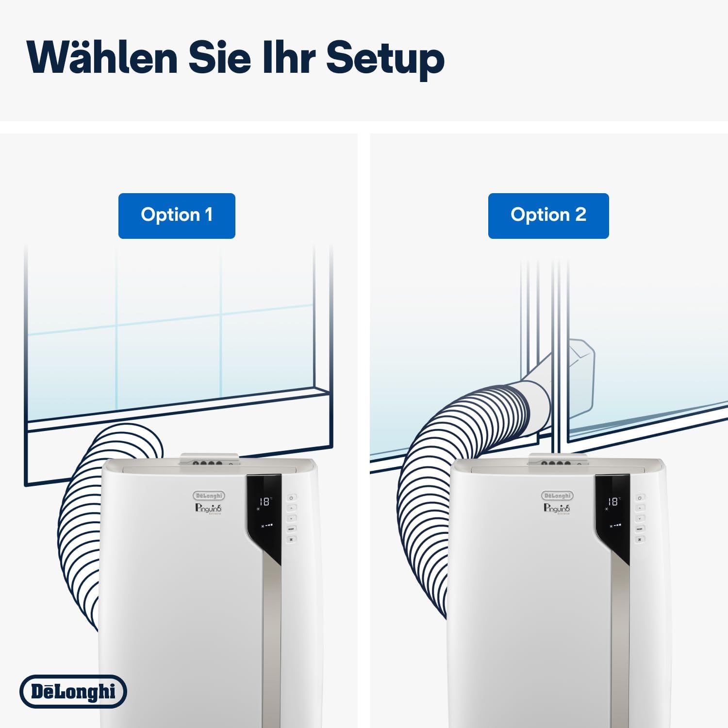De'Longhi Pinguino PAC EX93 Mobiles Klimagerät mit Abluftschlauch, 60dB(A), Whisper Technology - Sehrleise, Klimaanlage für Räume bis 85m3, 3 Ventilatorgeschwindigkeiten, Entfeuchtungsfunktion, Weiß
