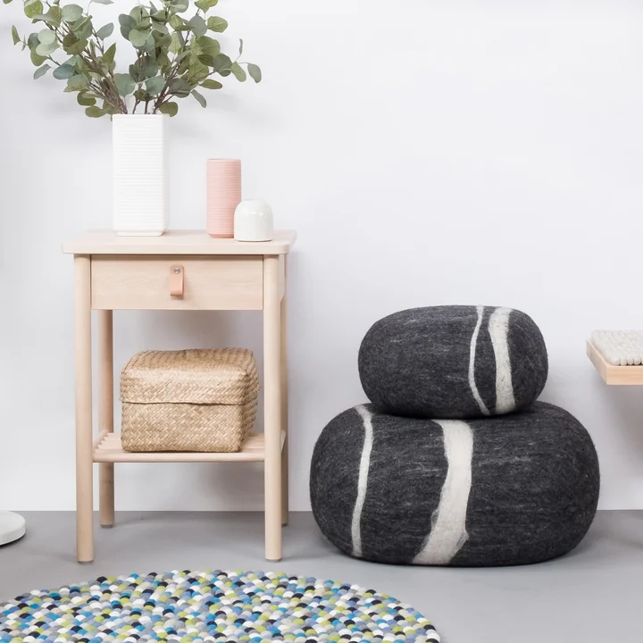 myfelt - Kieselstein Pouf Hugo 3XL, dunkelgrau meliert