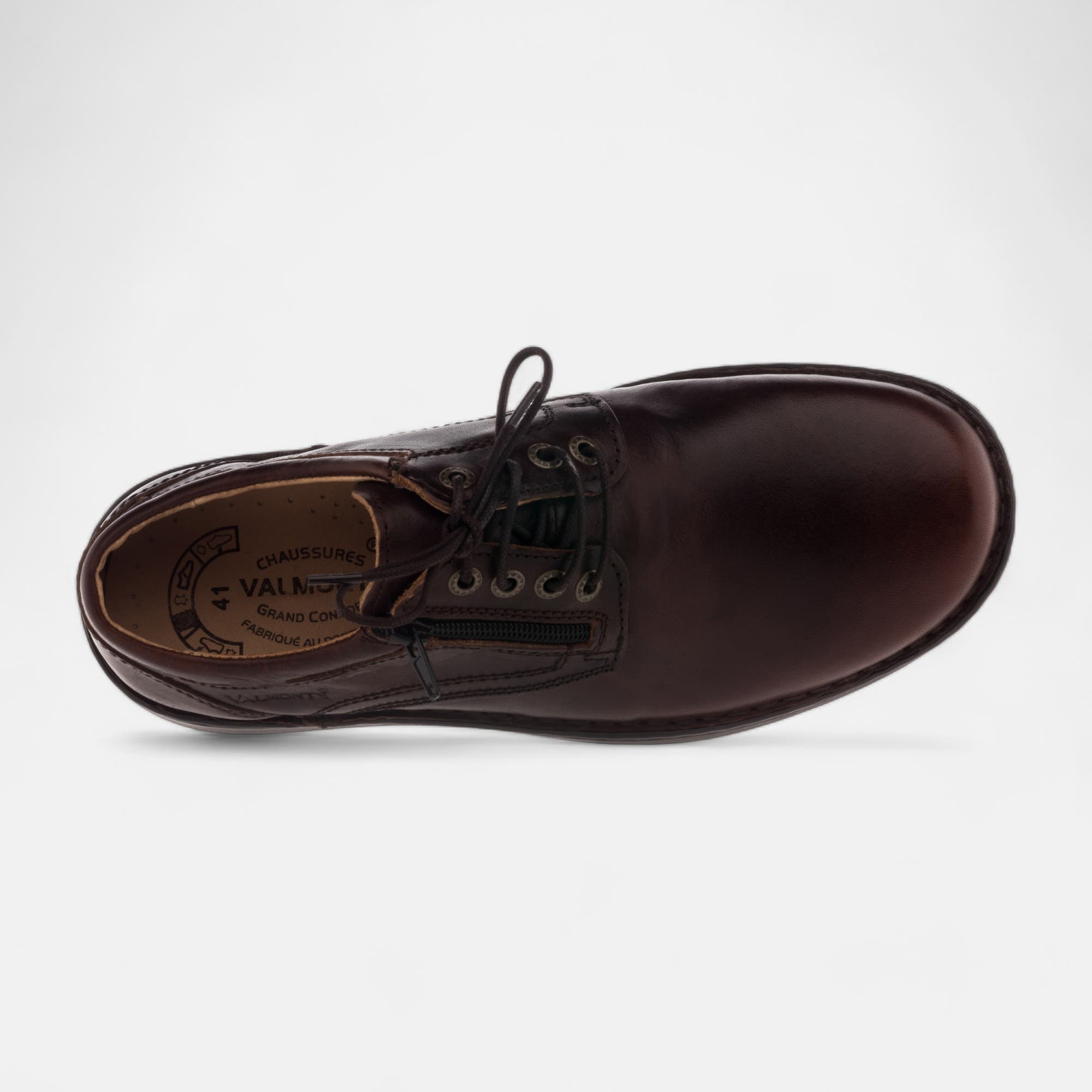 Derbies pieds sensibles Homme en cuir cognac