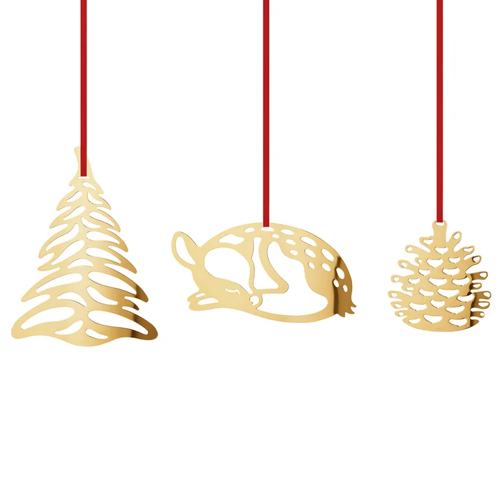 Georg Jensen - Large Christmas Ornament, gold (3er-Set)