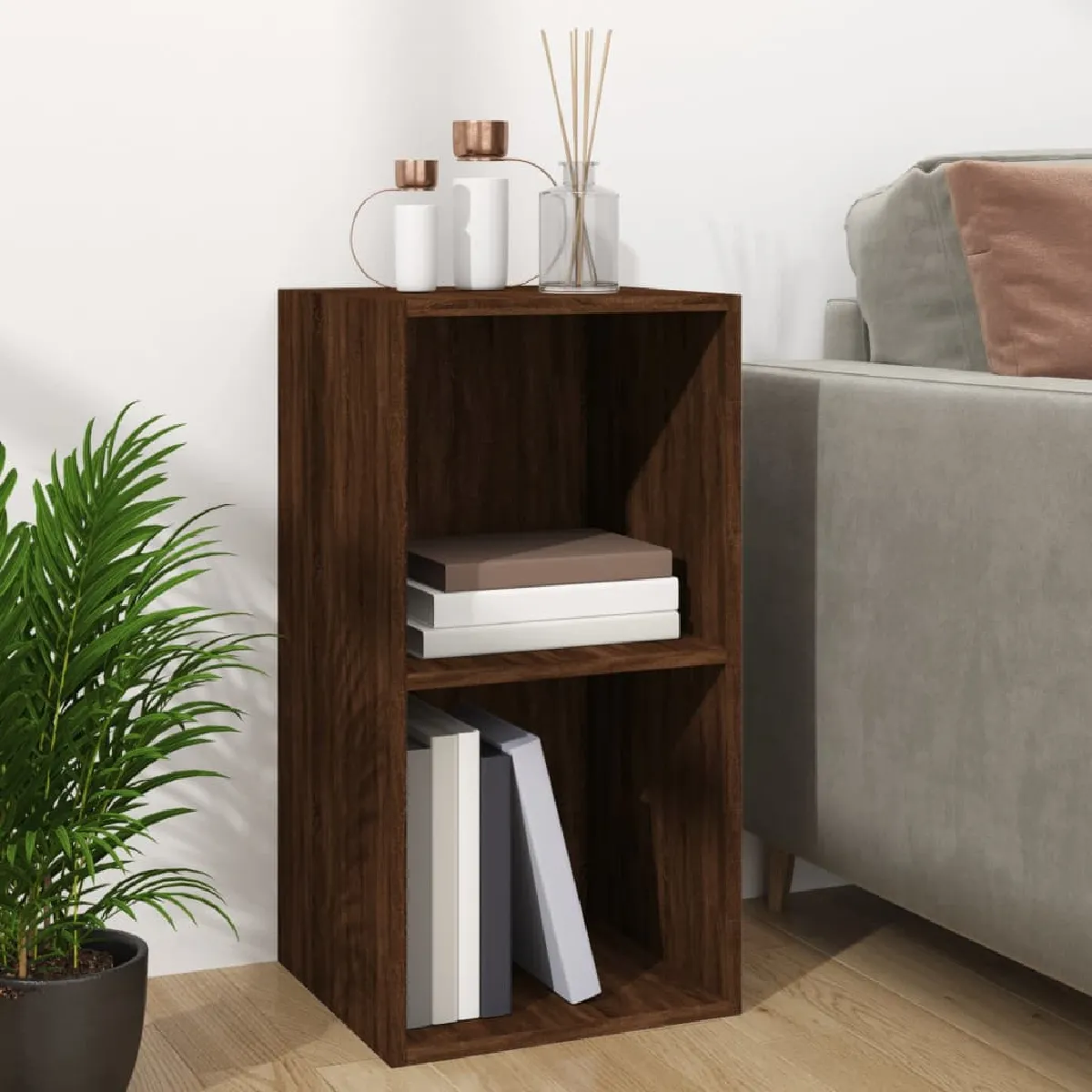 vidaxl Boîte de rangement vinyles - Chêne marron