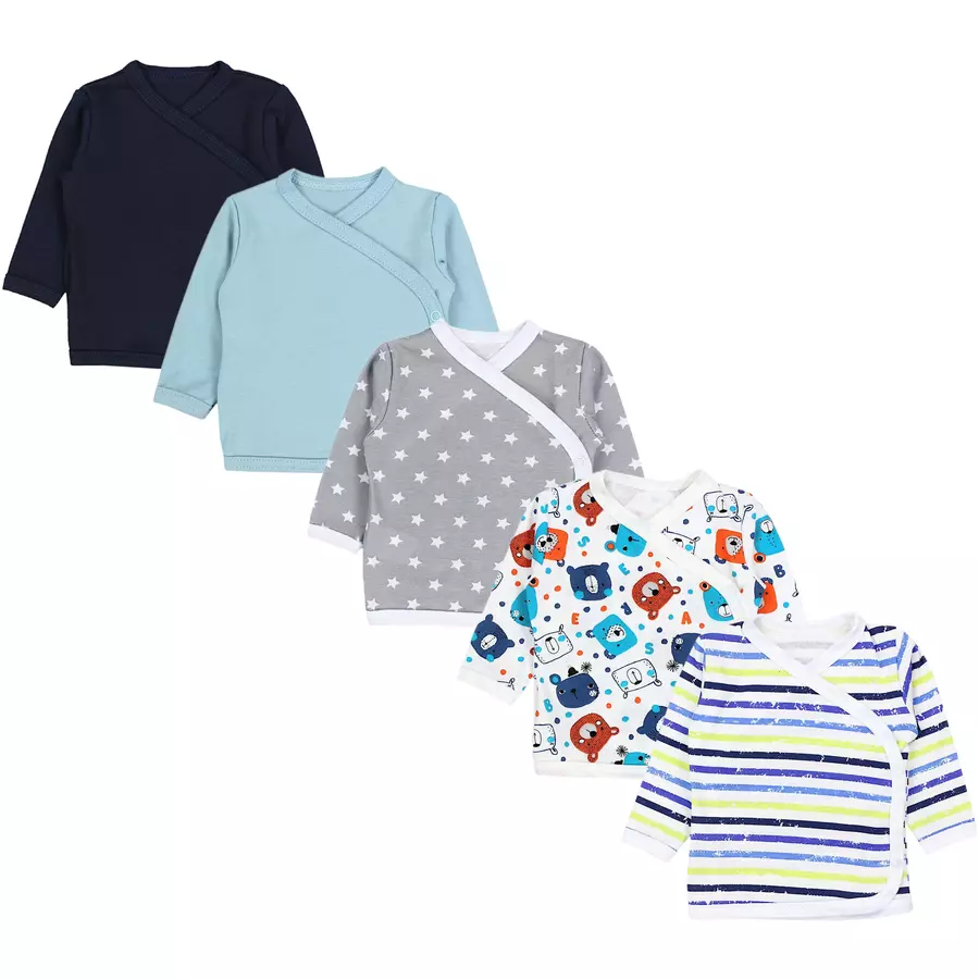 TupTam Baby Langarm Wickelshirt 5er Set grauhellblau