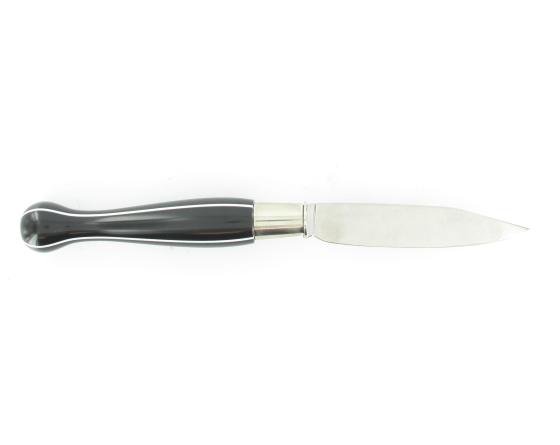 Nontron Virole n° 25 - Boule le Yang - Manche Corian Noir, insert Corian Blanc Couteaux de Poche par Nontron