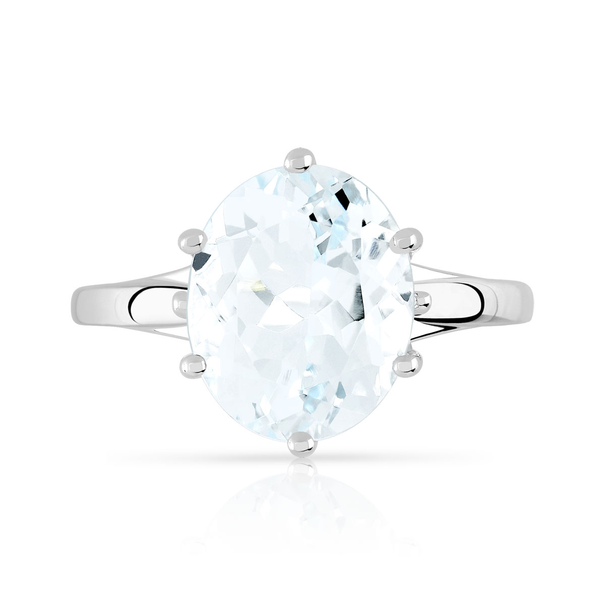 Bague or 375 blanc aigue-marine ovale