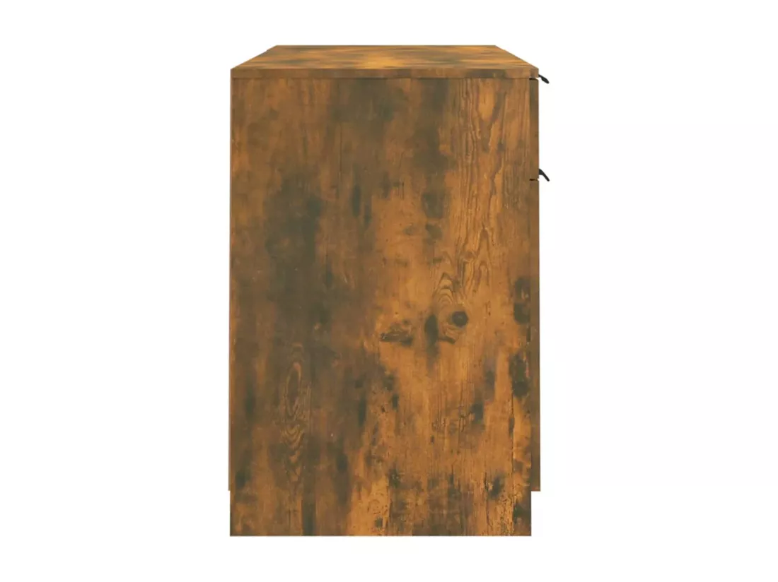 Bureau avec armoire latérale Chêne fumé Bois d'ingénierie