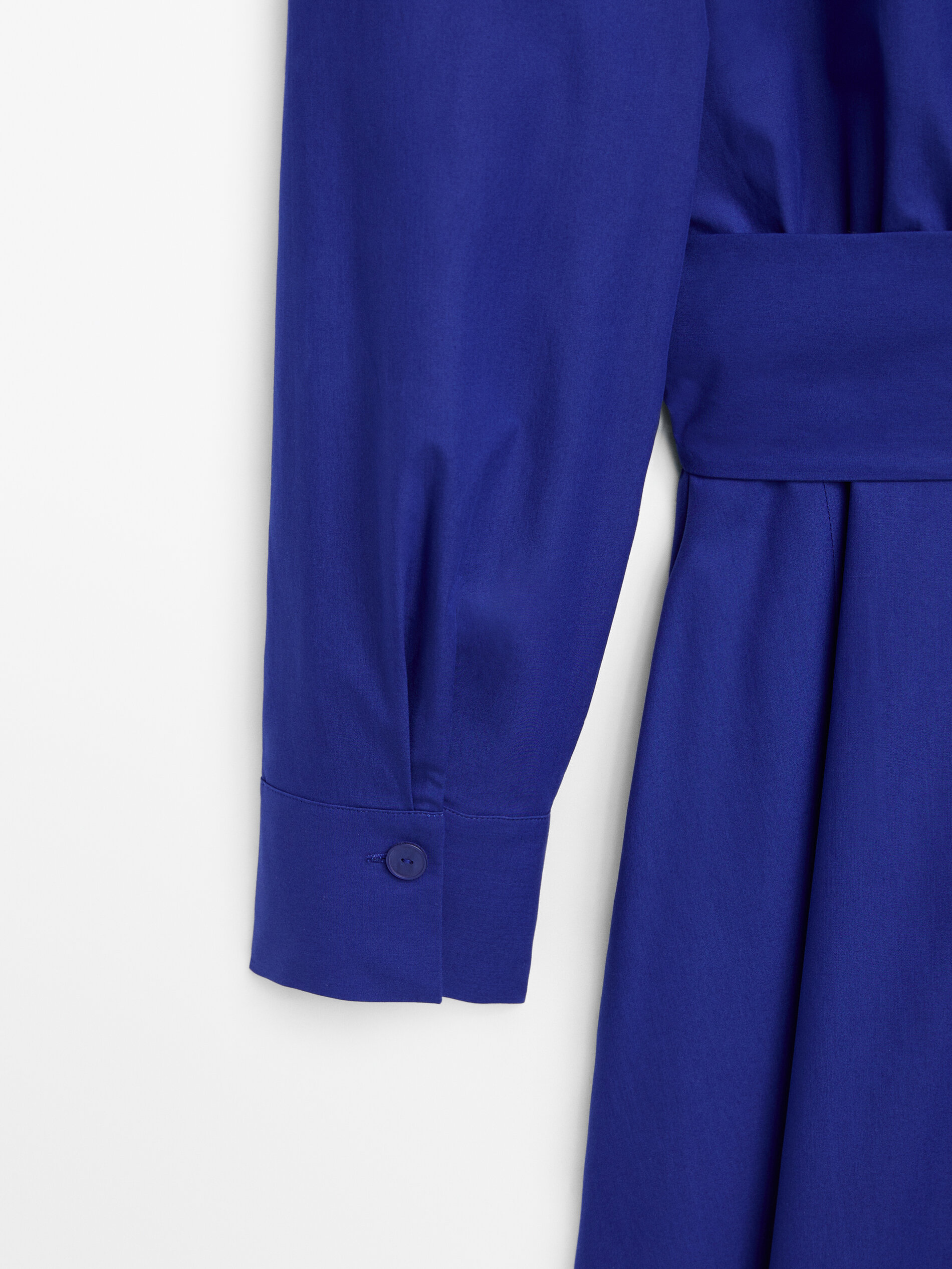 Vestido de popeline com amarração cruzada - AZUL ELÉTRICO