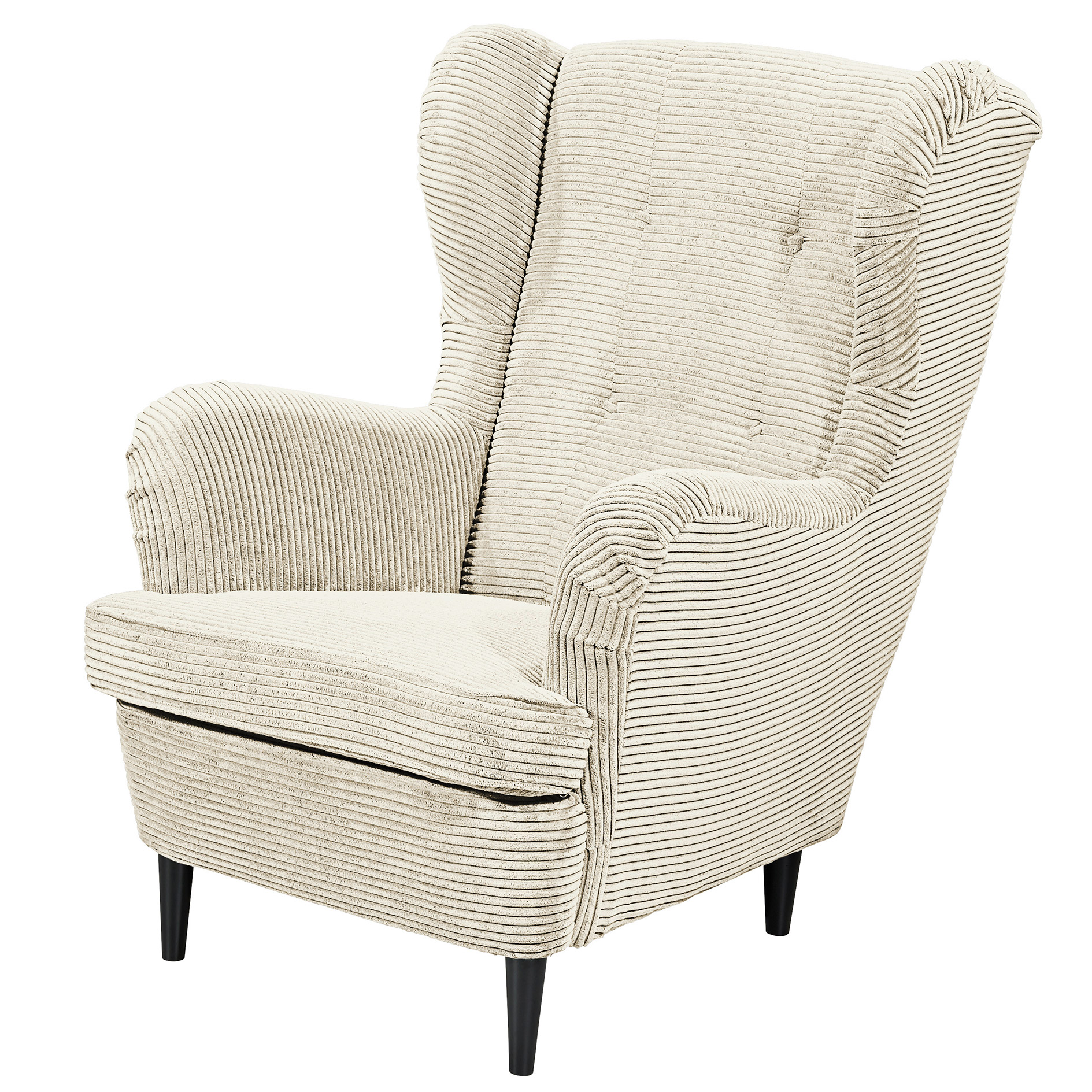 Ohrensessel - cream - Cord - Massivholzfüße