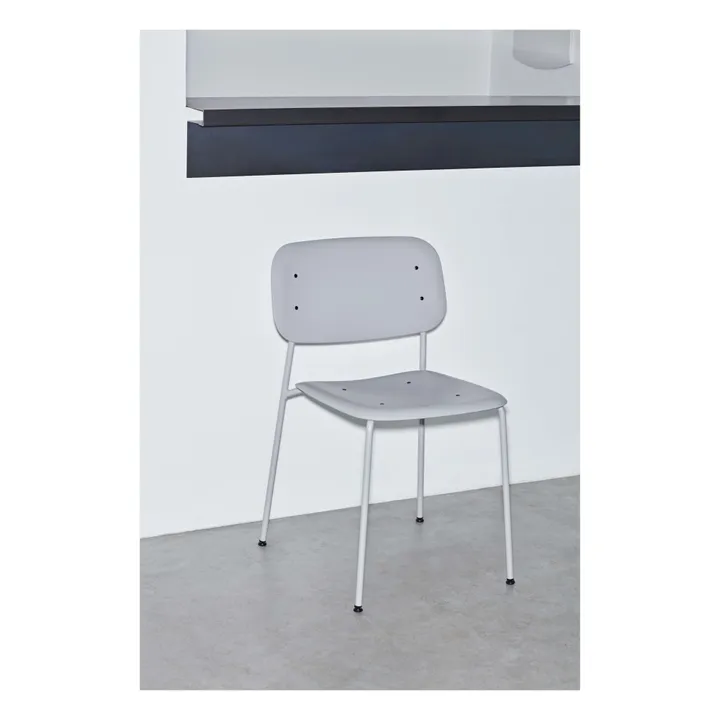 Hay Chaise Soft edge - piètement métal | Gris perle
