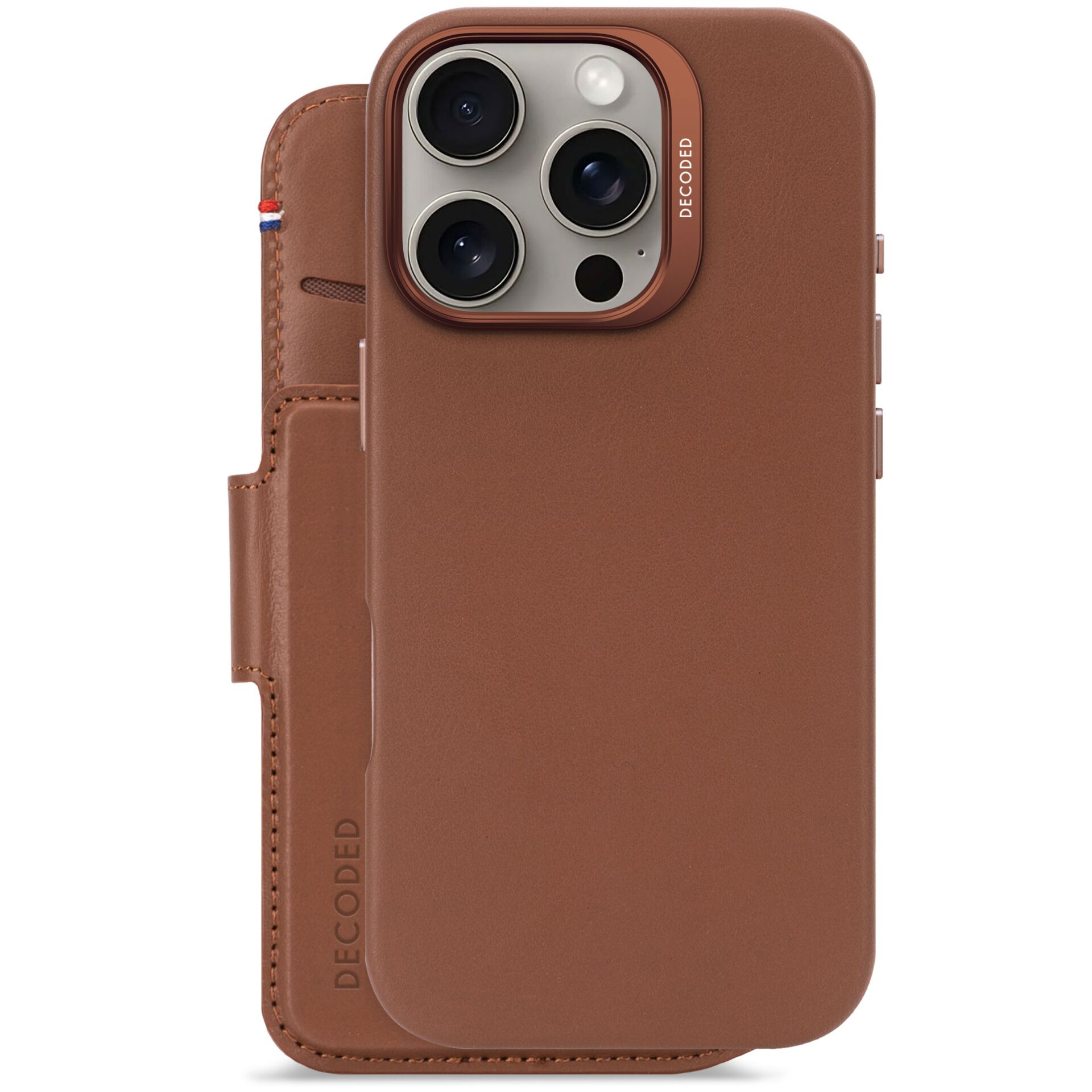 2in1 iPhone 16 Pro MagSafe Echtleder Magnet Wallet Case Tasche Flip Cover (D25IPO16PDW5TN) - Braun