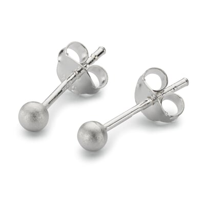 Ohrstecker Satin-Ball, Silber