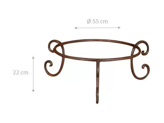 BISCOTTINI Porte-Pot – Support en Fer Solide - Pot de Fleurs - Support Métallique pour Plantes - Jardinière - Décoratif -Extérieure - 55x55x22 cm