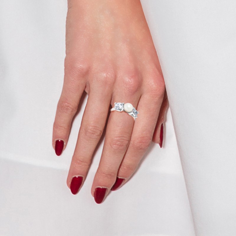 Bague jonc massif - Perle de culture d'eau douce - Argent 925