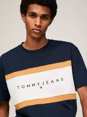 Camiseta de gola redonda com blocos de cores