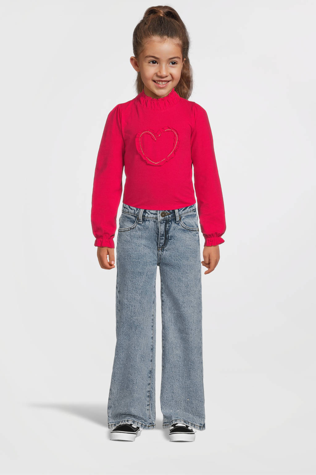 Moodstreet top Liv met printopdruk felroze