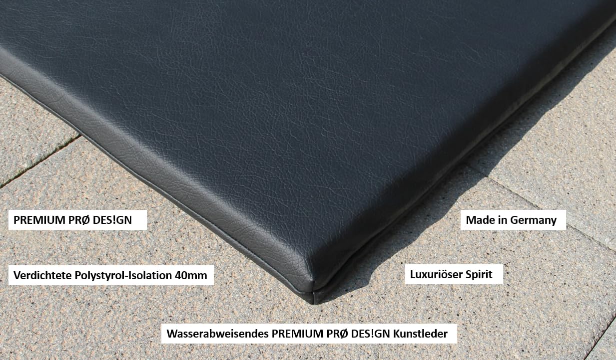 Energiesparende Whirlpool Unterlage für aufblasbare Whirlpools bis 204cm Durchmesser, Thermoisolierung als Bodenschutzmatte und Unterlage in Carbon Black und Shining White, 204cm x 204cm x 3,5cm