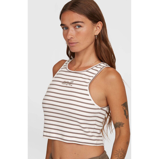 O'Neill Jess Rib Tank Top White Yarn Dye Stripe Damen SU25