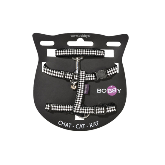 Harnais et laisse chic noir pour chat