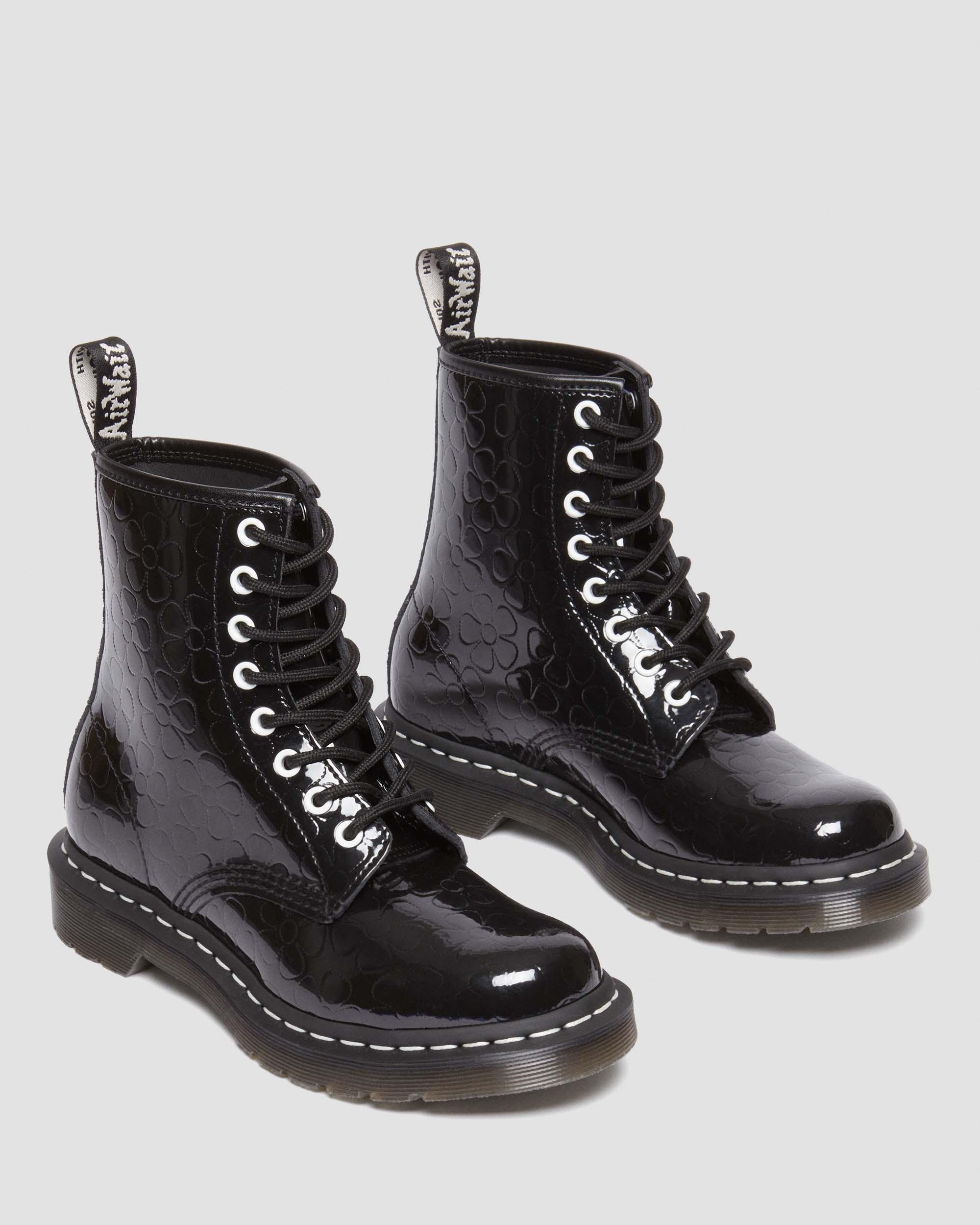1460 Women's Flower Emboss Patent Leather Lace Up Boots
