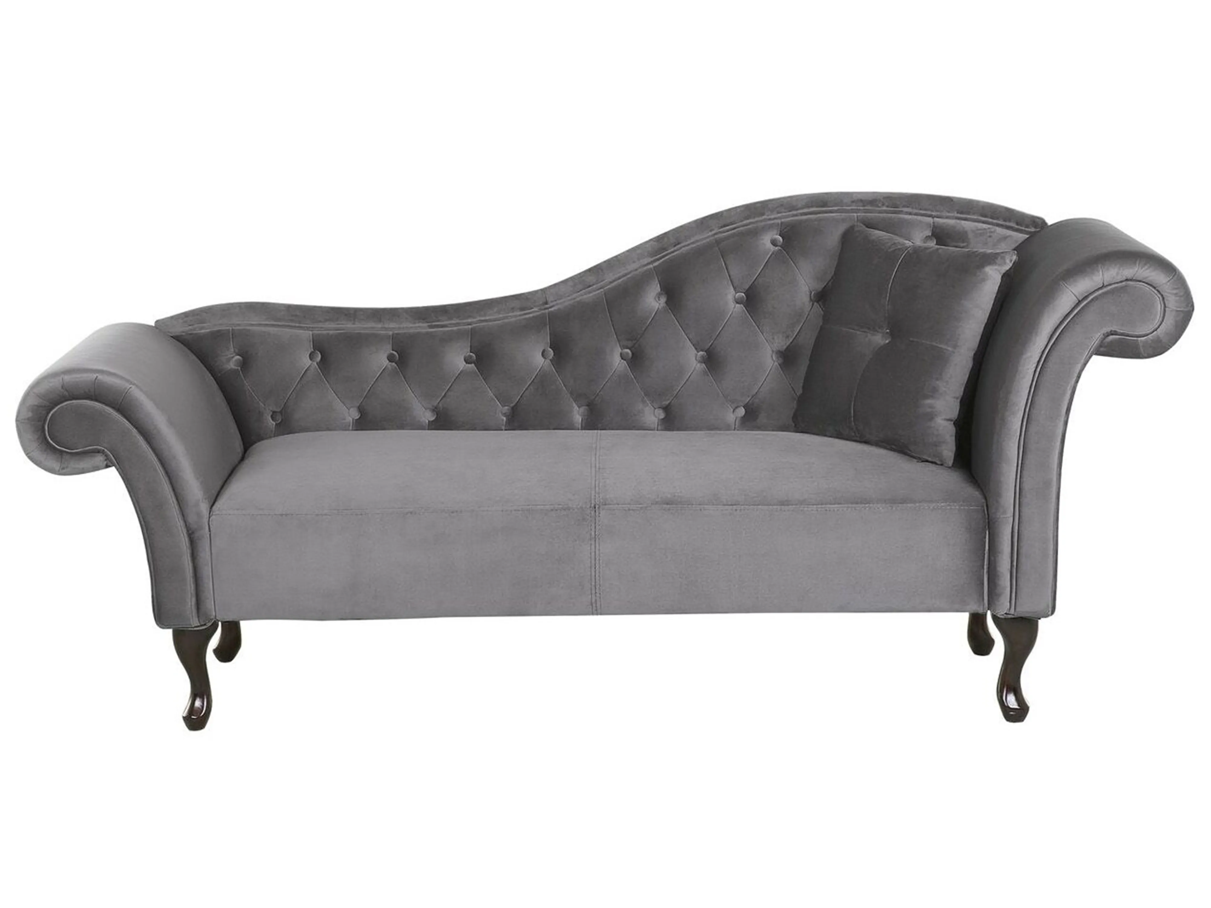 Rechtszijdige chaise longue LATTES Fluweel Grijs