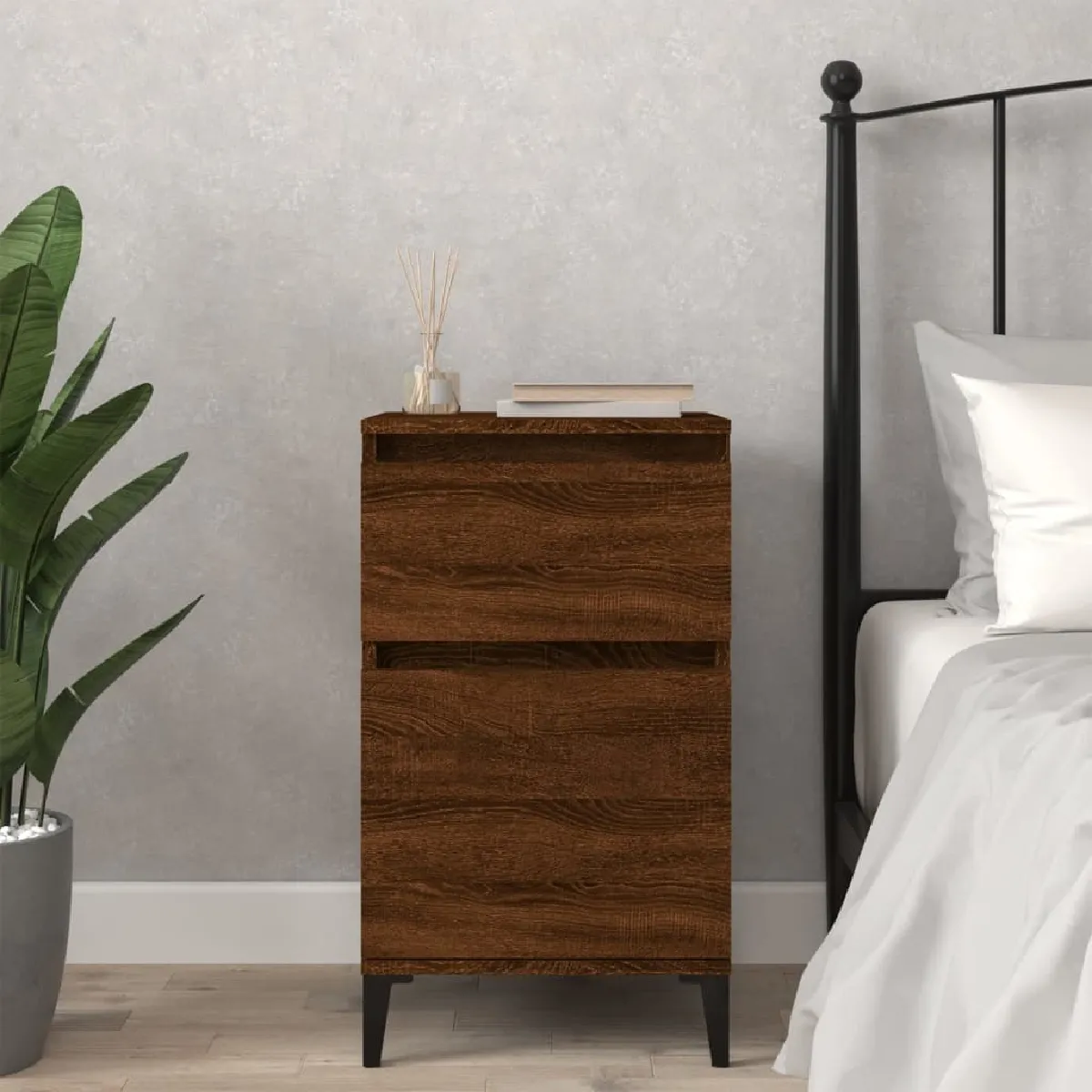 vidaXL Table Chevet Chêne Marron