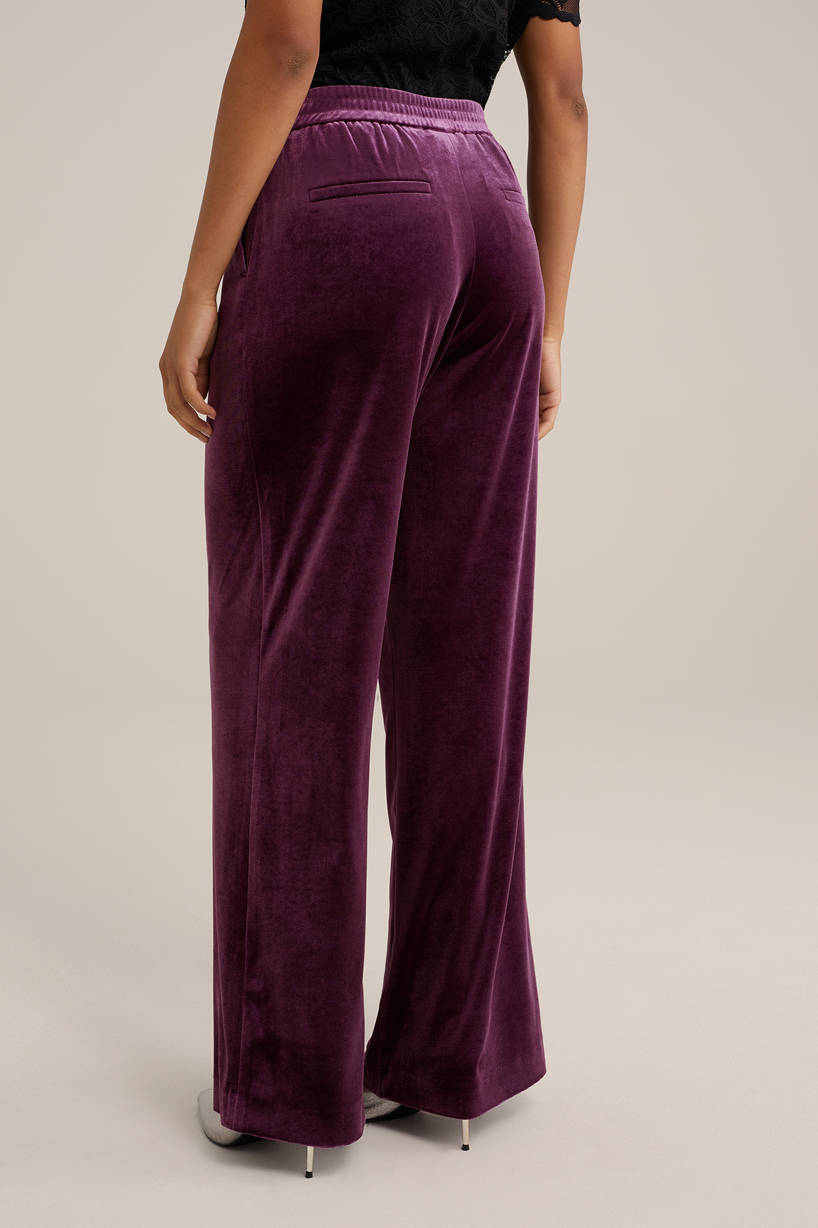 wide leg pantalon van velvet WE Fashion Paars