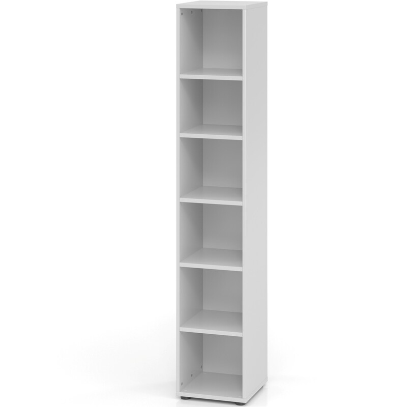 Regal Tarys, 6 Ordnerhöhen, 40 cm, Faltrückwand, grau