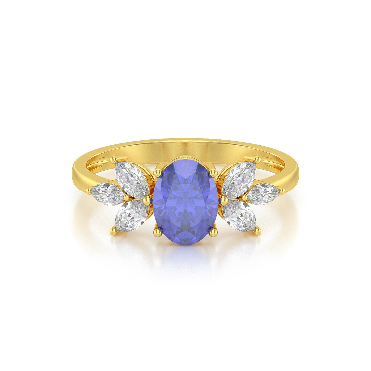 Bague ADEN Or 585 Jaune Tanzanite et diamants 1.938grs