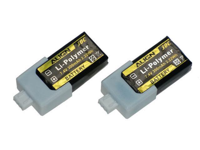 ALIGN RC-Akku LiPo 300 mAh 7.4 V 30C 2 Stück 2S LiPo Akku zu T-Rex 150