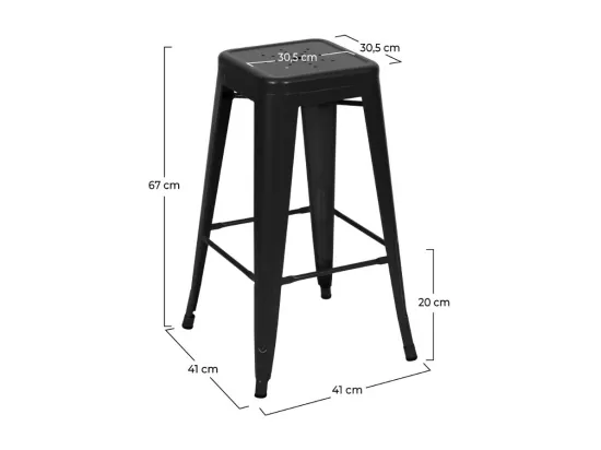 Lot de 2 tabourets pour îlot central 66 cm en métal noir mat - Indus