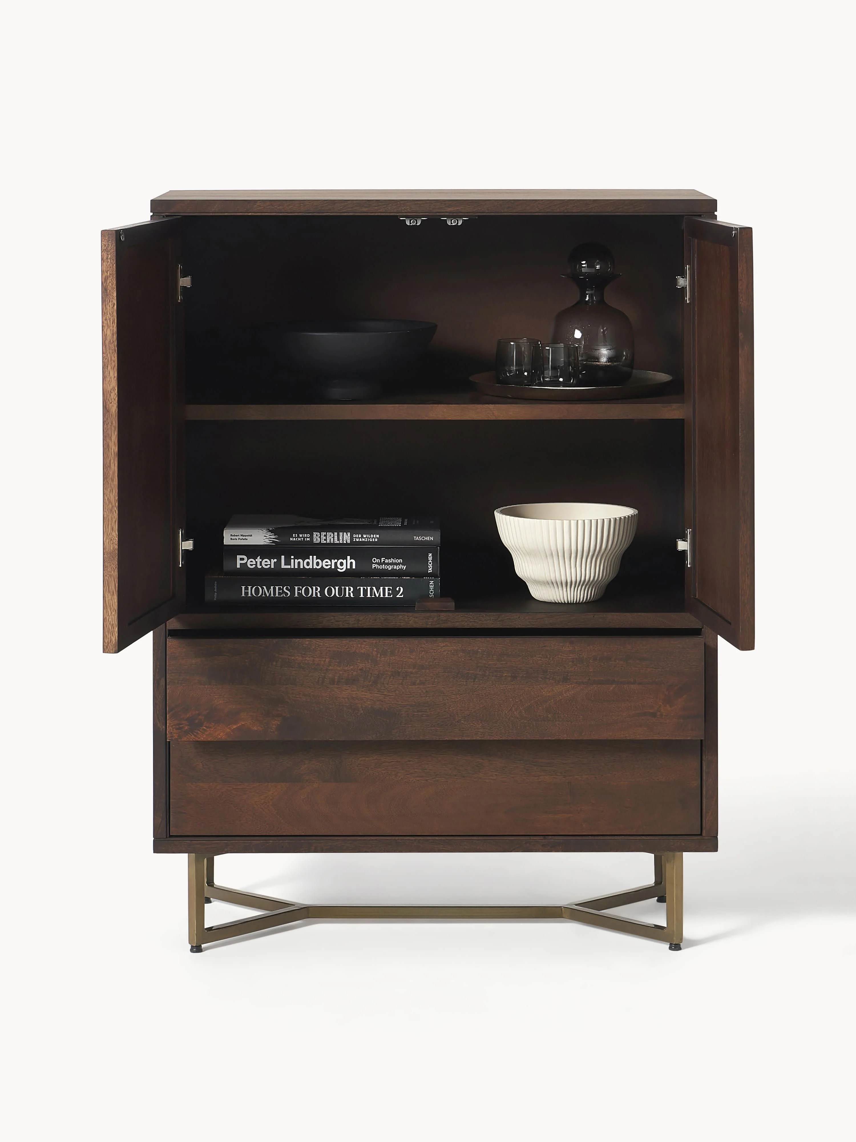Highboard Luca van mangohout met visgraatmotief