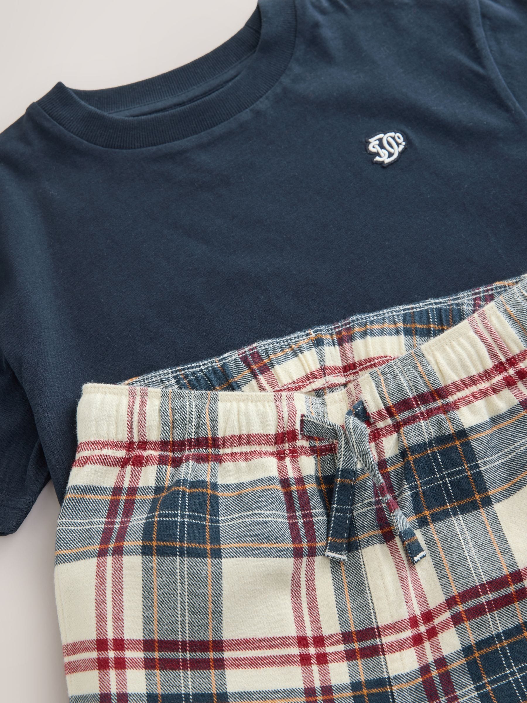 Marineblauw/wit - Superdry T-Shirt and Check Trouser Set