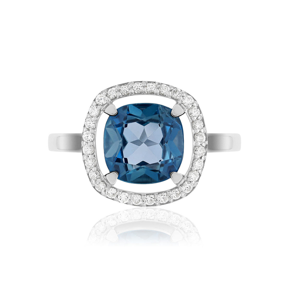 Bague or blanc 375 topaze zirconias