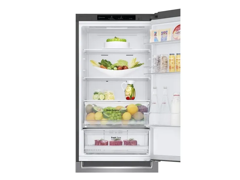 LG GBB61PZJMN - Køleskab/fryser - bund-fryser - bredde: 59.5 cm - dybde: 68.2 cm - højde: 186 cm - 341 liter - Klasse E - skinnende stål