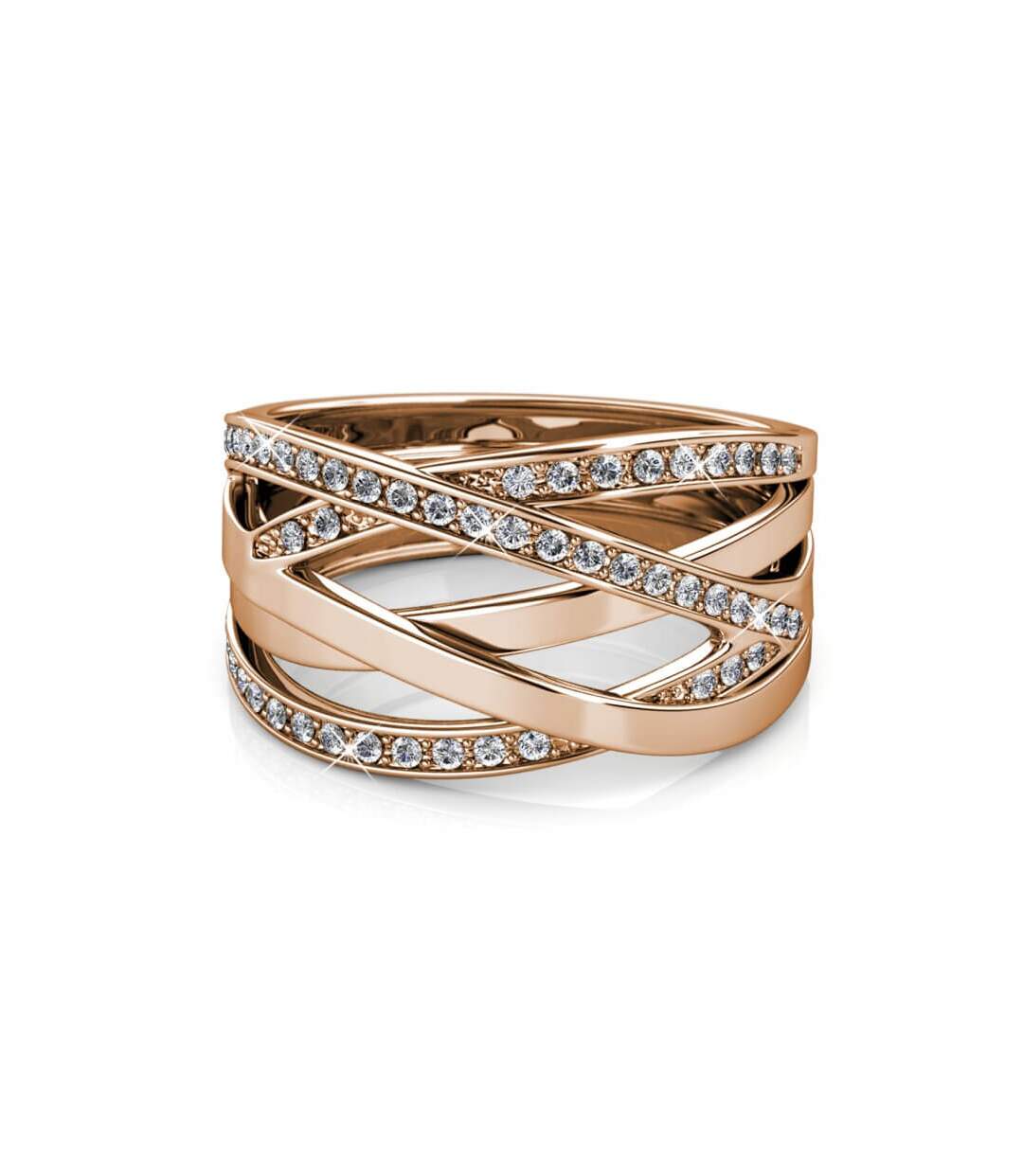 Bague Criss Cross - Or Rosé et Cristal