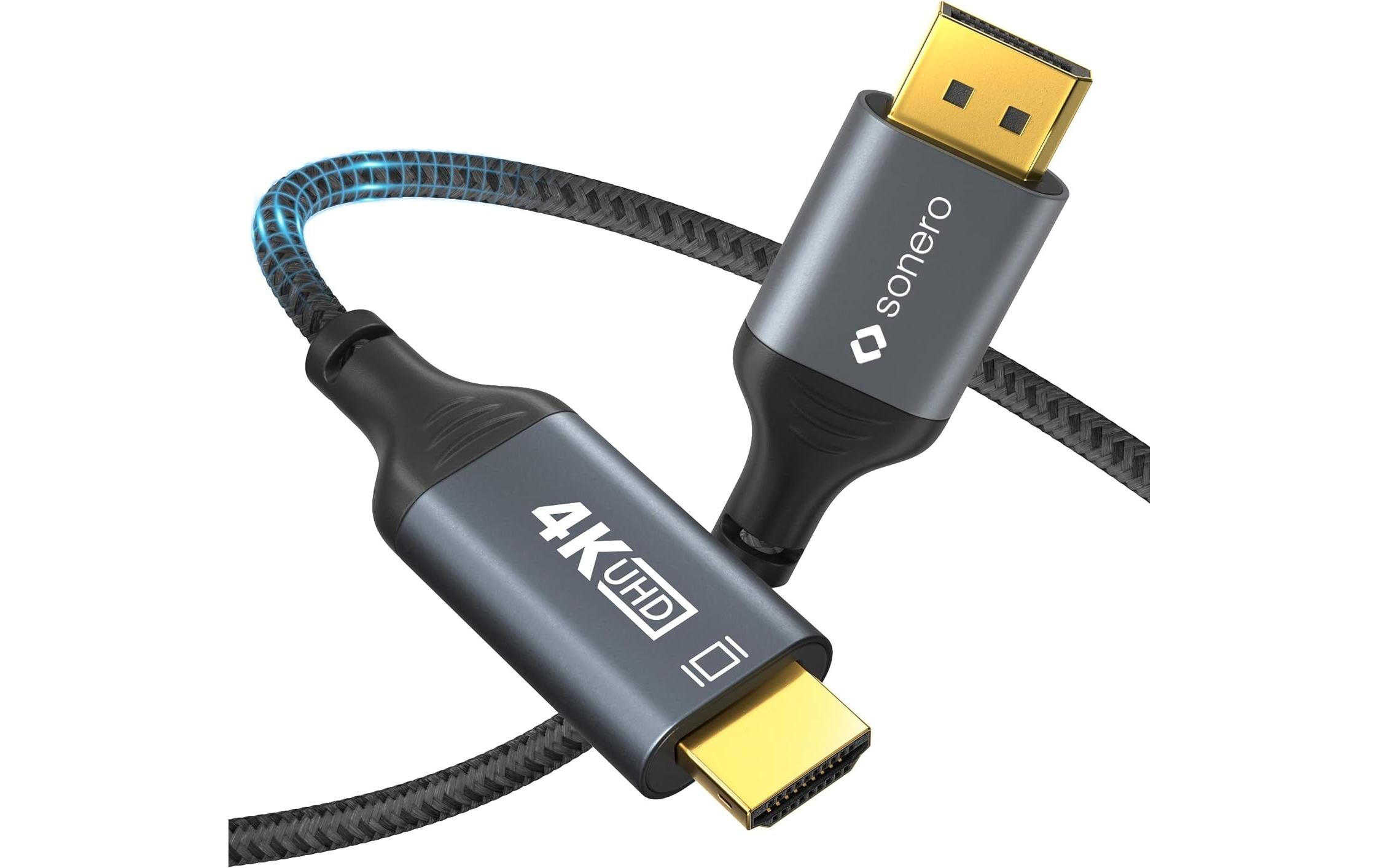 Kabel DisplayPort - HDMI, 1 mDisplayPort auf HDMI Kabel - 4K60 - grau/schwarz - 1.00m