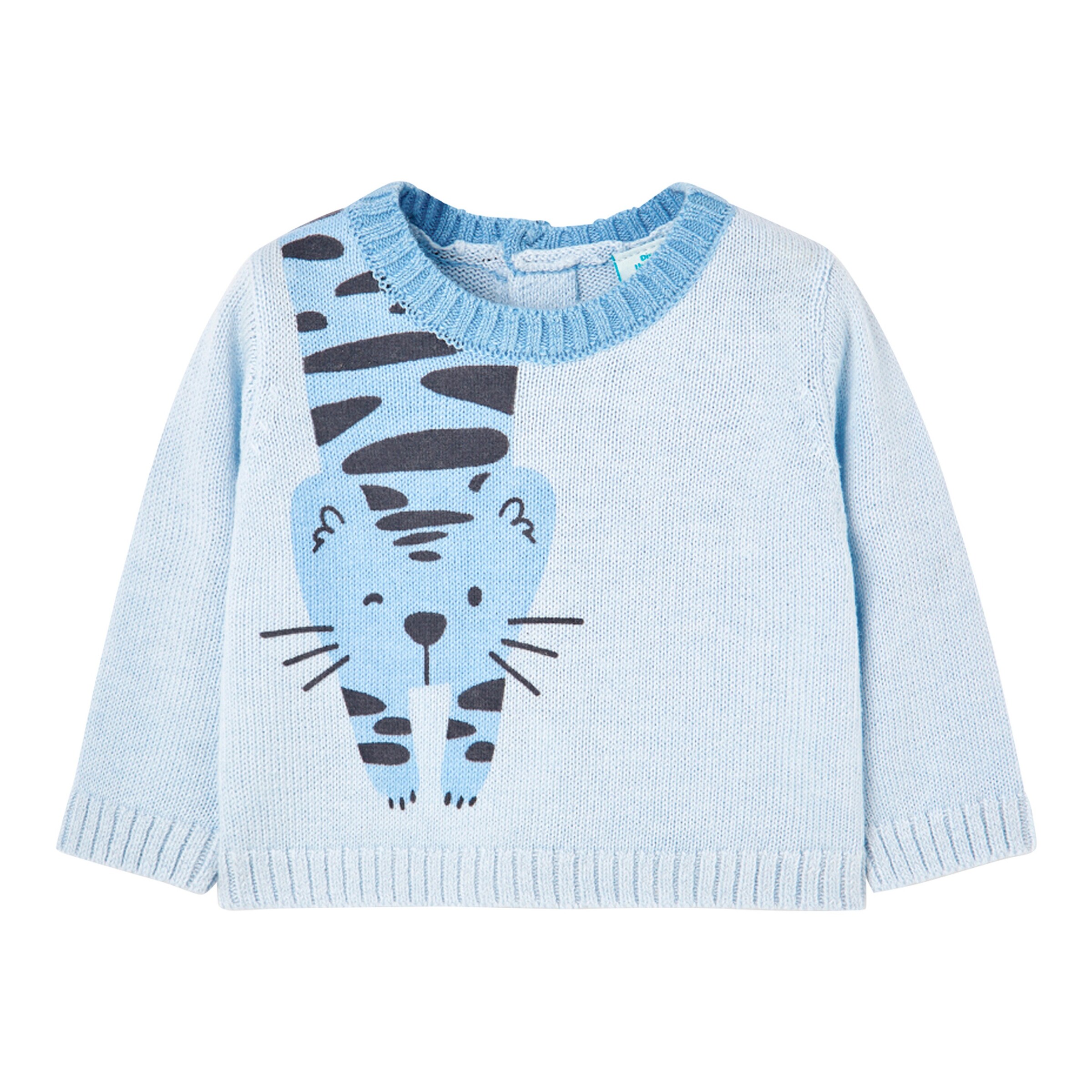 BOBOLI 2-tlg. Set Strickpullover und Jogginghose Tiger hellblau/grau