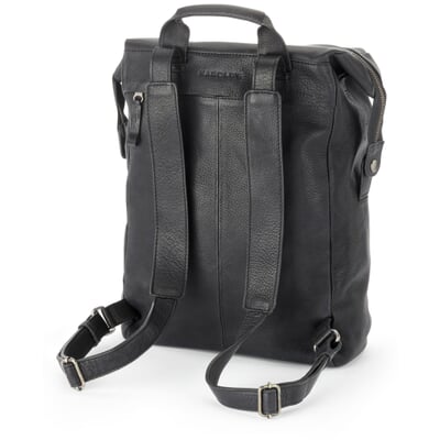 Laptop-Lederrucksack, schwarz