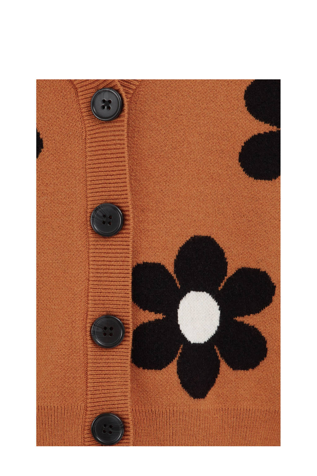 WE Fashion gebloemd vest bruin/zwart/wit