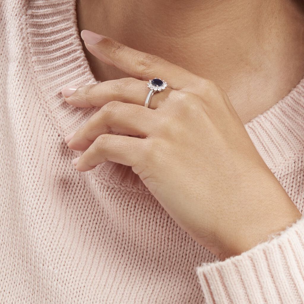 Bague Vladimir Or Blanc Saphir Et Diamant